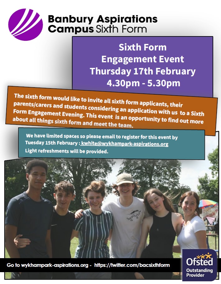 BAC Sixth Form Engagement Event poster 17 Feb 22